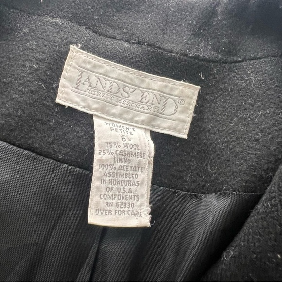 2/25 Cashmere Wool Blazer Lands End Petite Black Minimalist Work Career - Picture 5 of 6